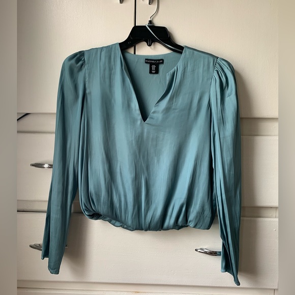 Sincerly Jules Tops - Sincerely Jules teal blue satin top